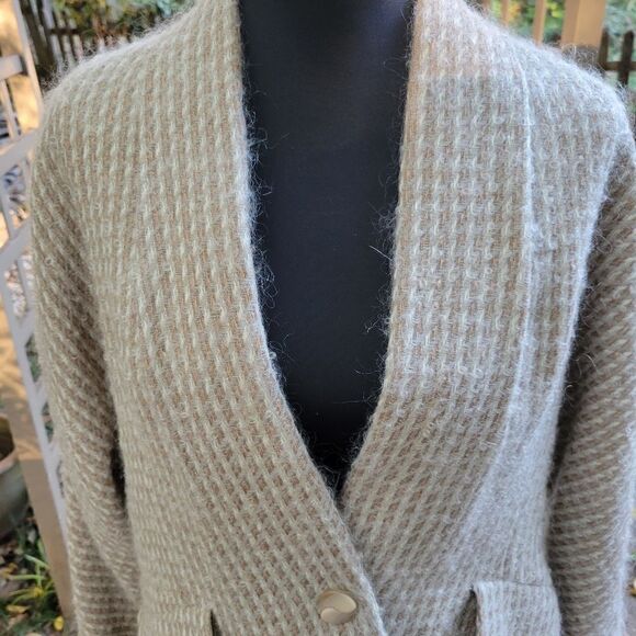 Paul Alexander Wool Cream and Brown Blazer Cardigan Size 8 - Picture 3 of 9